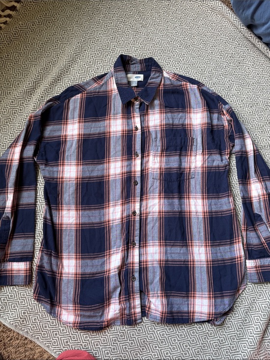 Old Navy Tops - Old Navy Navy, Red & White Plaid Button-Down Shirt
